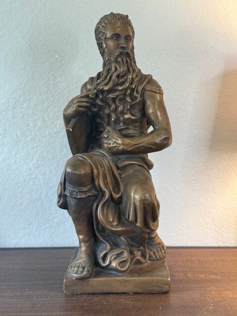 Large Chalkware/Plaster Moses Statue, Marwal, Muted Gold #2