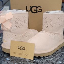 Ugg Girls Baby Pink Sheepskin Boots
