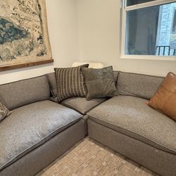 Crate and Barrel Sectional Sofa  - Light Grey 