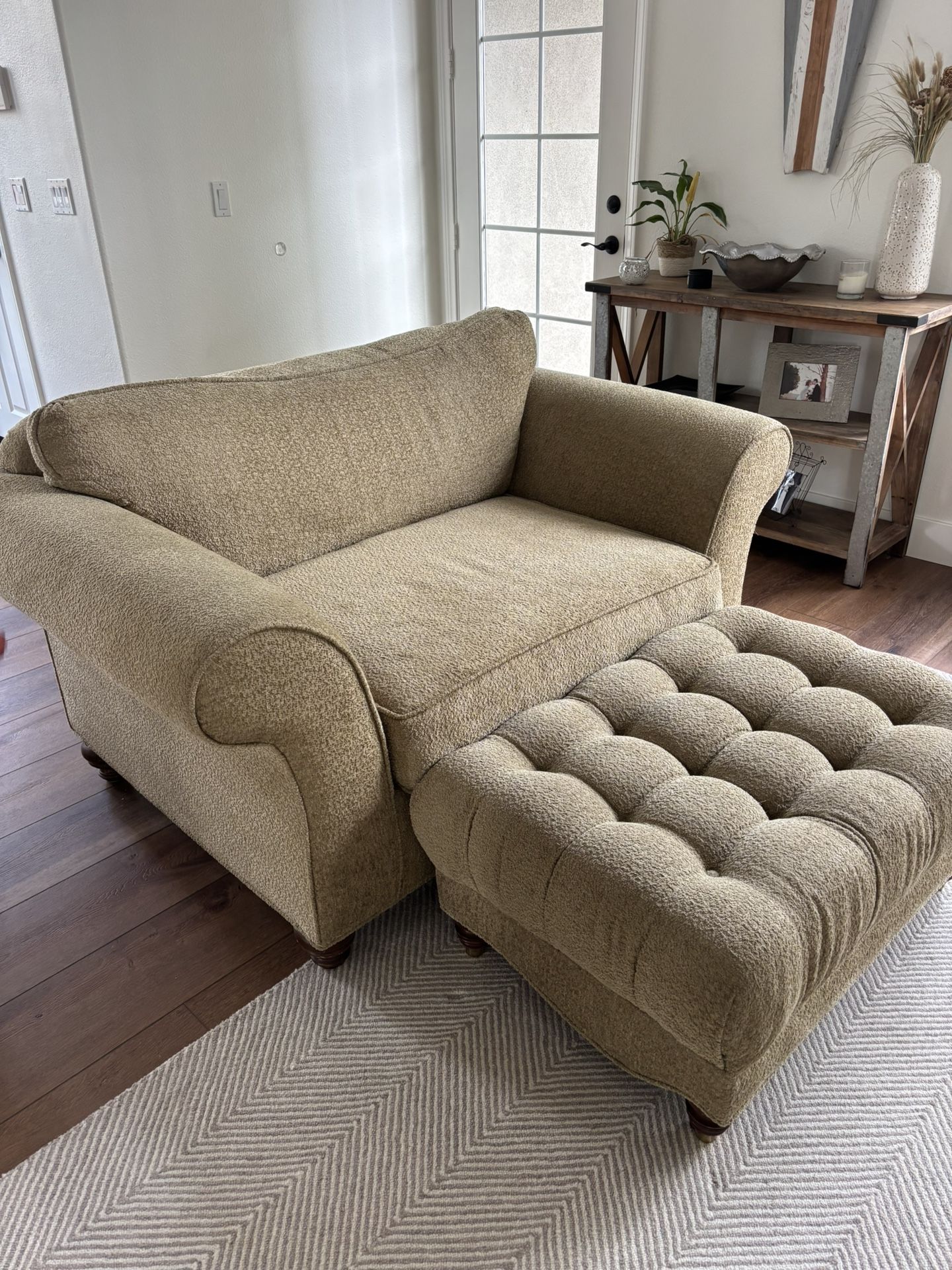 Tan/brown Oversized Chair With Ottoman