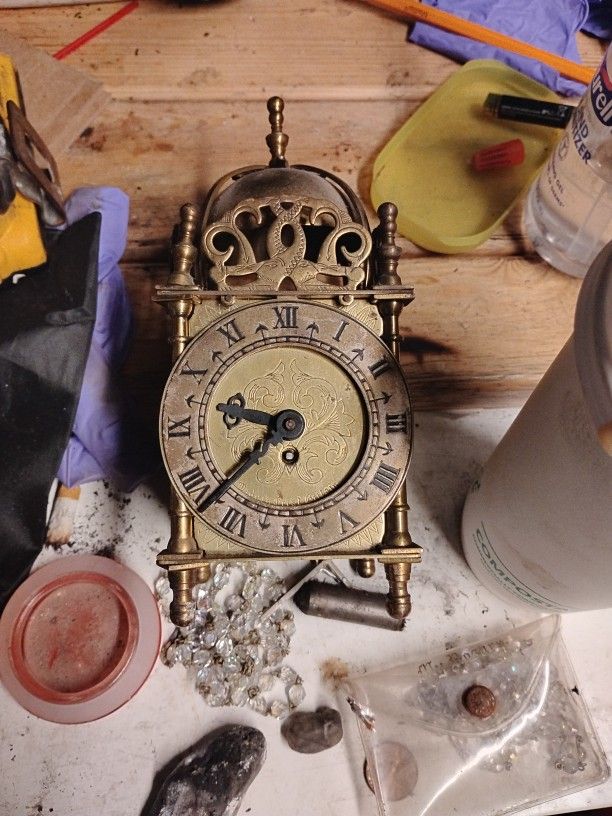 brass vintage clock made in Great Britain