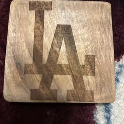 LA Dodgers Custom Made Wood Coaster