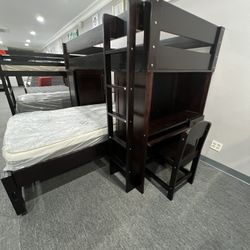 Twin Over Twin Bunk Bed With Desk On The Side 
