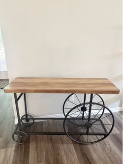 Rustic Industrial Bar Cart / Serving Cart/ sofa table