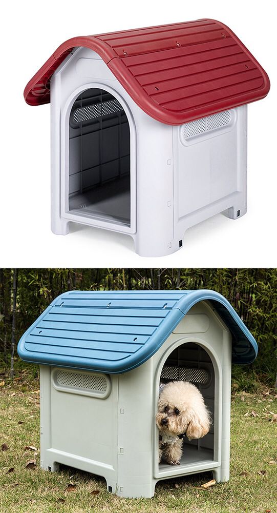New $45 Plastic Dog House Small/Medium Pet Indoor Outdoor All Weather Shelter Cage Kennel 30x23x26”