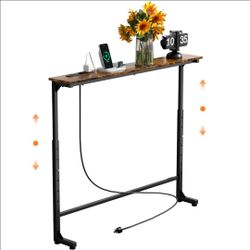 GRLEAF 39" Adjustable Height Console Table with Power Outlets