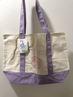 TRADER JOES lavender large canvas tote bag