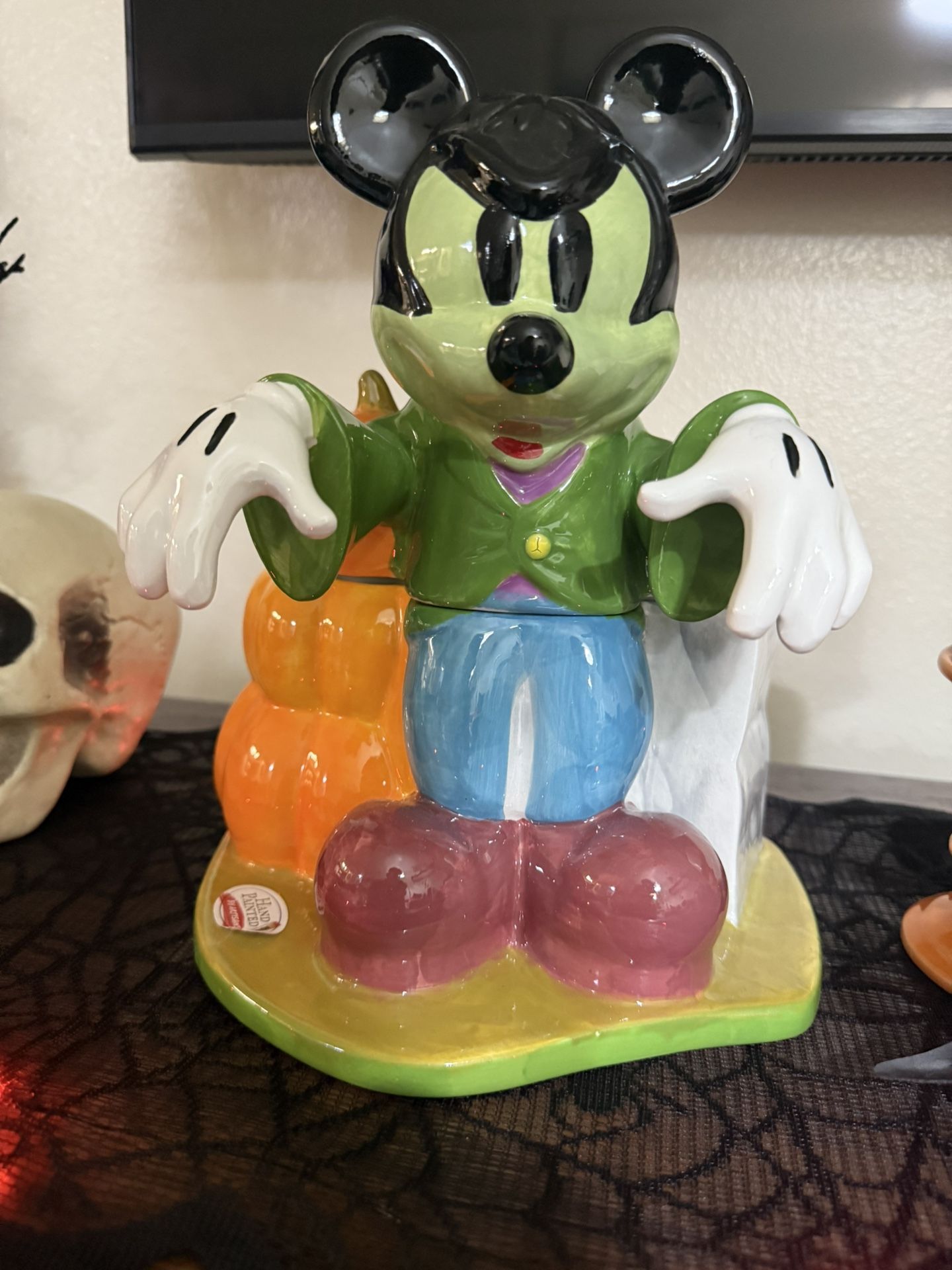 Disney Mickey Mouse Halloween Cookie Jar Canister Frankenstein  
