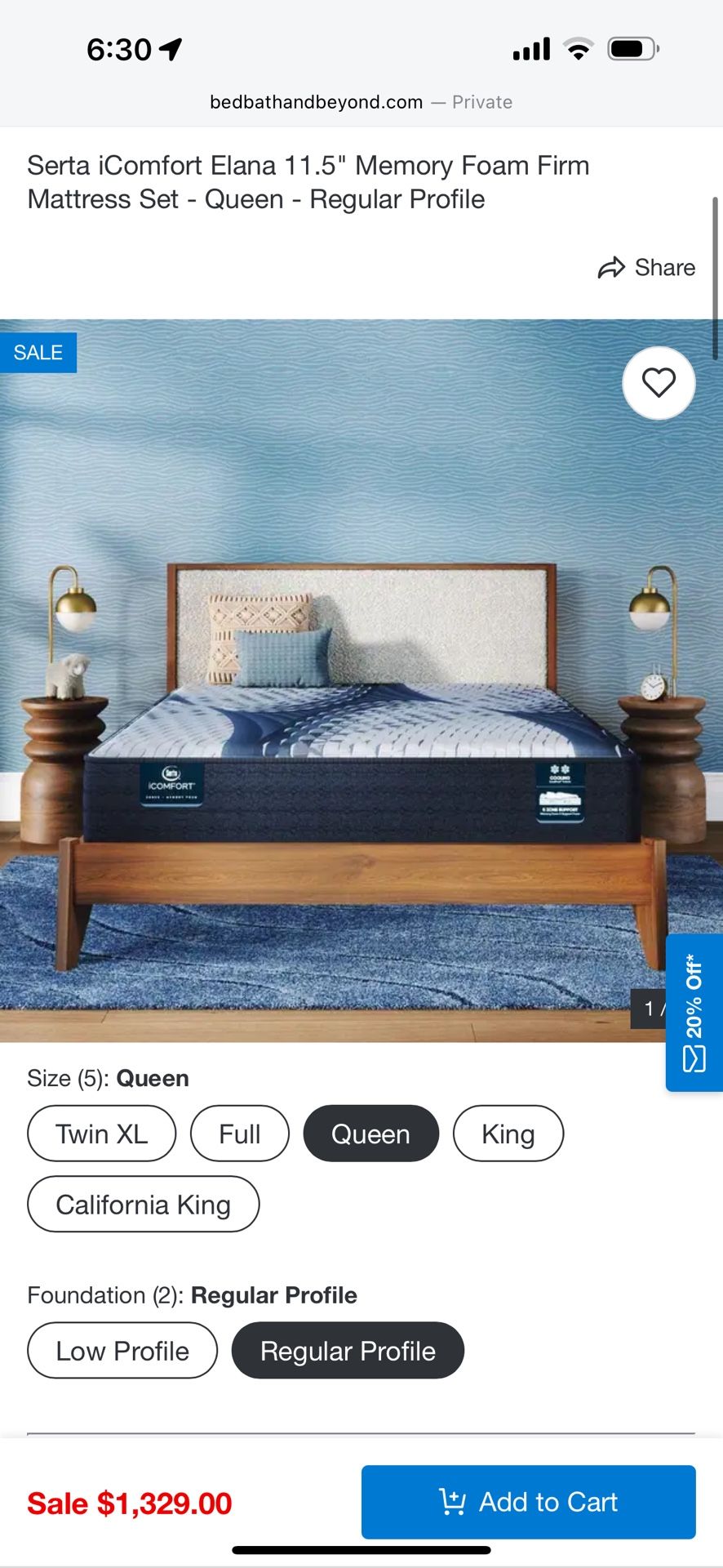 Serta iComfort Elana 11.5” Memory Foam Mattress