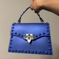 Mini Blue Spiked Handbag