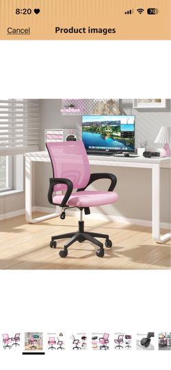 Mid-Back Mesh Office Chair (Pink, 2 Pack) Lumbar Support, Adjustable Height, Swivel Rolling Design, Comfy Armrest, Home, Office, Work, Study, Gaming, 