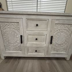Wood White Washed Cabinet