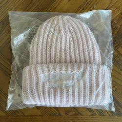 Supreme Classic Logo Chunky Ribbed Beanie Light Pink