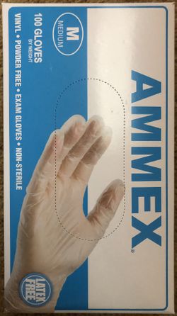 AMMEX Medical Clear Vinyl Gloves, Box of 100, 4 mil, Size Medium, Latex Free, Powder Free, Disposable, Non-Sterile,