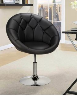 Black faux leather Swivel Adjustable vanity chair