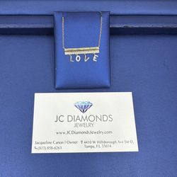 Pendant Love 10k Gold And Diamonds With Chain 