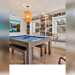 Convertible Pool Table, Blue Felt, Wood Frame - Like New β Davie, FL