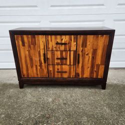 54" Modern Wood Brown Buffet Sideboard Console Table Dresser Chest Furniture - All Drawers Slide Smoothly