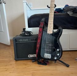 Black Squier Precision Bass + Amp