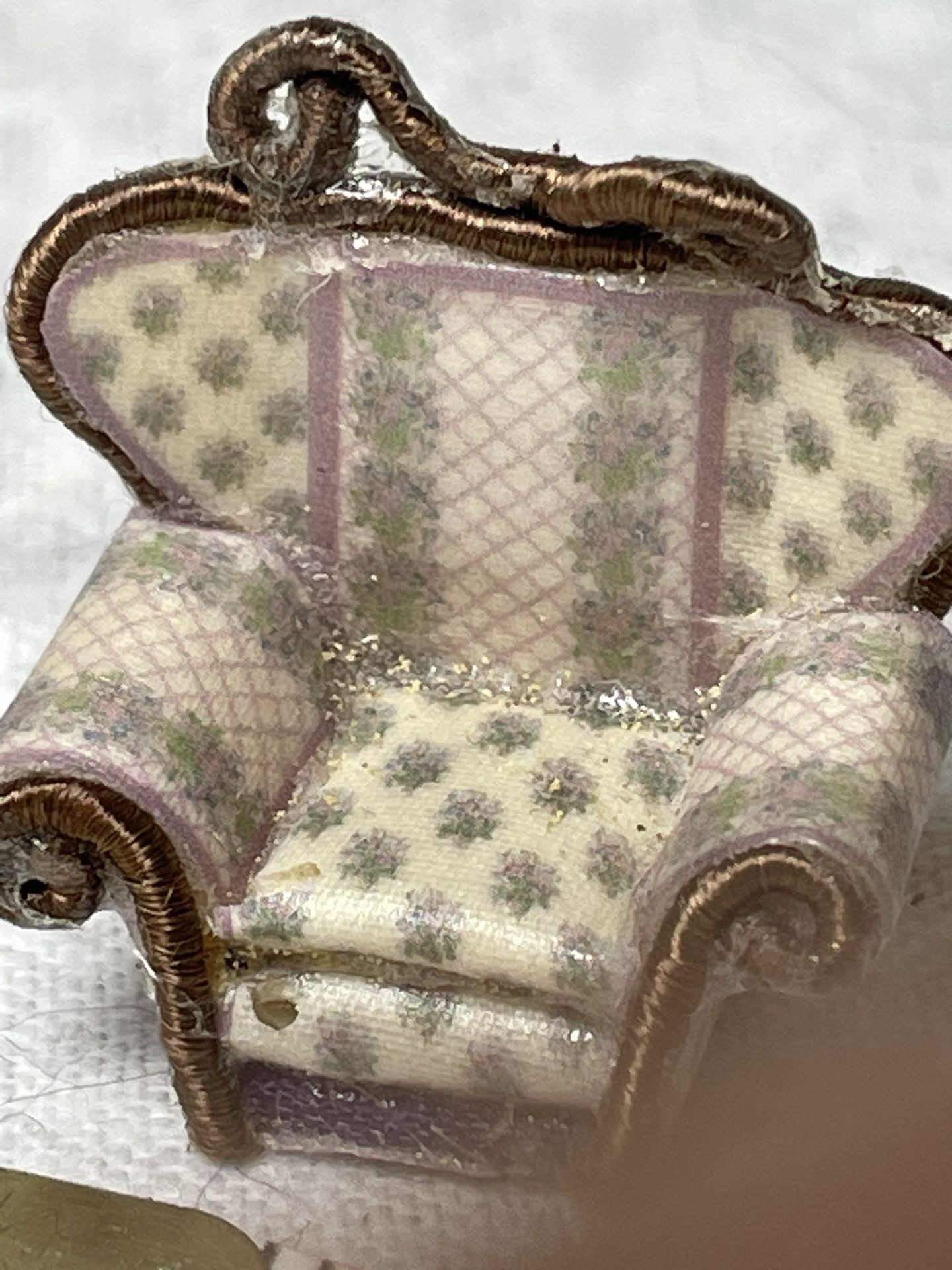 Miniature Arm Chair Vintage Dollhouse Furniture 1" x 1"