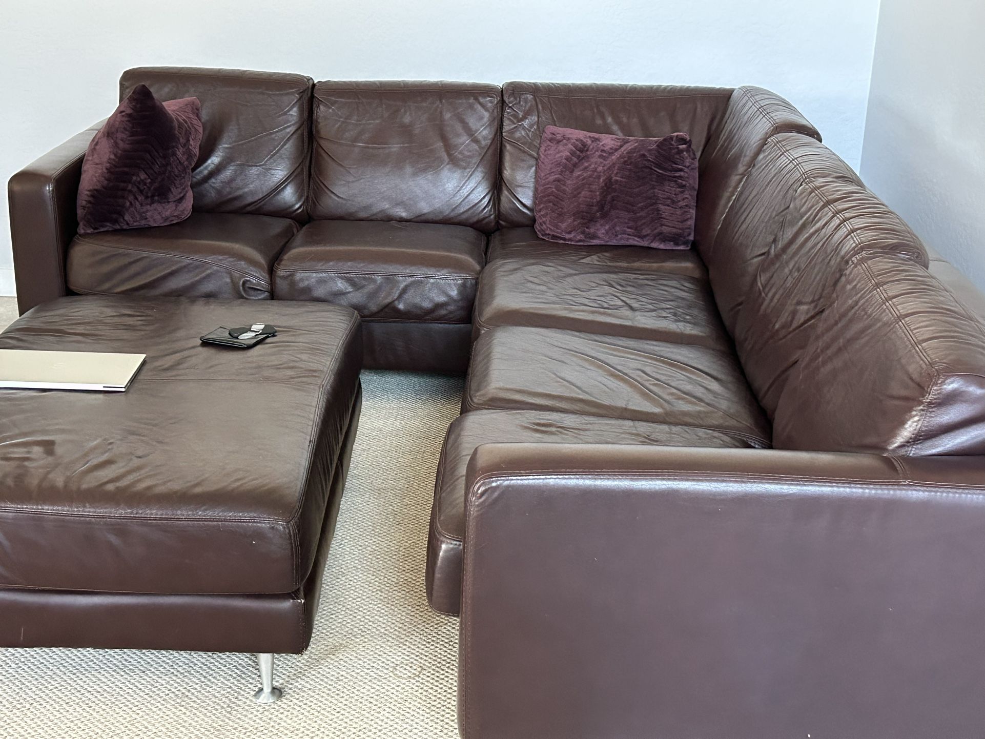 Leather Sectional Couch With Ottoman