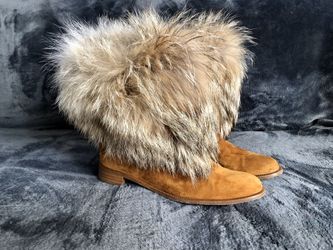 Christian Louboutin Brown Mazurka Coyote Fur Suede Boots