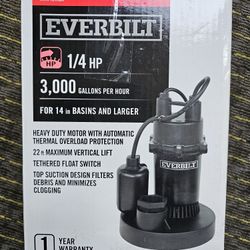 Everbilt 1/4 HP Submersible Sump Pump with Tether

