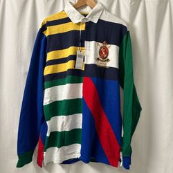 NWT Polo Ralph Lauren Multicolor Striped Summer Classic Rugby Cotton L/S Shirt