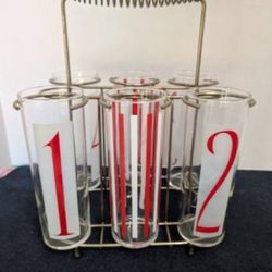 Vintage Federal Highball Glasses & Carrier