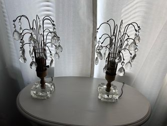 Vintage Pair MCM Boudoir Prism Waterfall Lamp