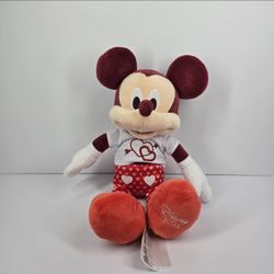 2024 Disney Store Valentine's Day Mickey Mouse Plush 12" Stuffed Animal Hearts