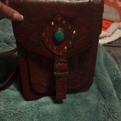 Handmade camel leather 9” x 7” new never used