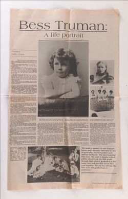 Bess Truman Life Portrait Newspaper Clipping