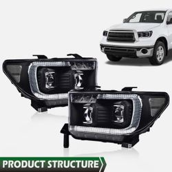 Pair Of Black Housing Headlights Projector Beam 