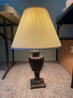 Elegant Bronze Table Lamp with Pleated Shade