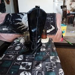 Sexy Black COWBOY BOOTS WITH 2IN HEEL 8.5