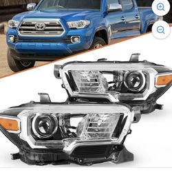 For 2016-2022 Toyota Tacoma w/ LED DRL Chrome Headlights Headlamps Left+Right