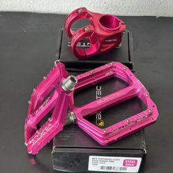 Mountain Bike Pedals And Stem Combo, Burgtec