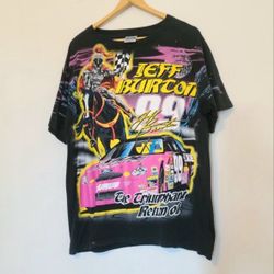 Vintage 90s Jeff Burton NASCAR Knight And Dragon Aop T-shirt
