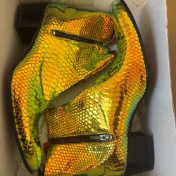 Jeffrey Campbell Holographic Snake Ankle Boots