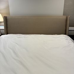 King size upholstered bedframe and headboard