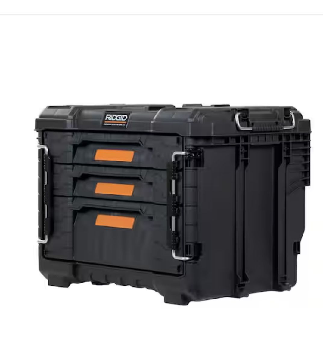 RIDGID Pro Gear System Gen 2.0 14.6 in. W Black Resin XL 3 Drawer Durable Hand Tool Box with Dividers For Internal Organization
