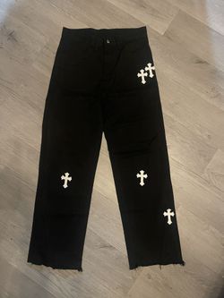 Black Jeans With Cross Design 