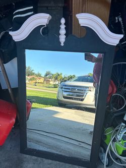 Large Wall Mirror with Decorative Crown Top