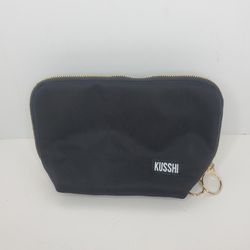 Kusshi Black & Pink & Gold Zipper Cosmetic Make Up Bag Keeper 