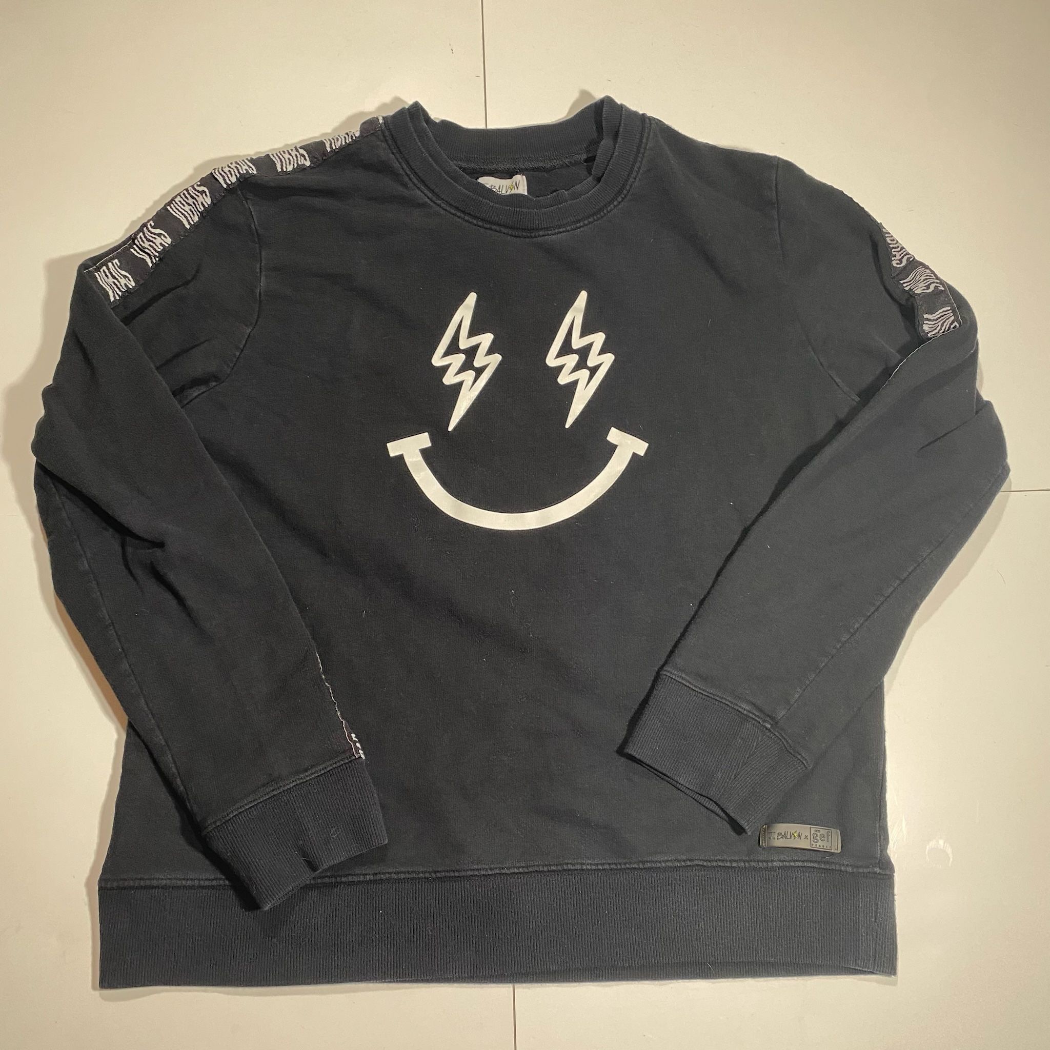 J BALVIN X GEF BLACK LONG SLEEVE T-SHIRT MENS SMALL GRAPHIC PRINT VIBAS LOGO S