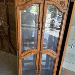 Antique Shelf For Collectibles , glass And Mirror 