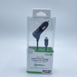 New Qmadix QM-PVMI-Q2 Qualcomm 2.0 Coiled Micro-USB Car Charger Black