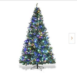 8 ft. Pre-Lit LED Premium Hinged Artificial Christmas Tree with 750 LED Lights and Stand-Costway