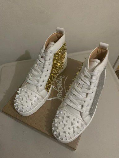 Christian Louboutin Gold With White Spike High Top 